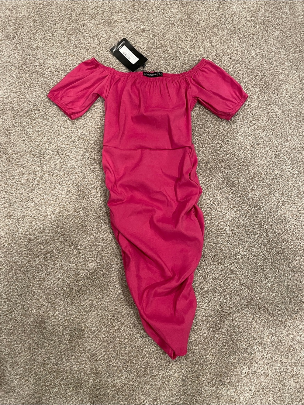 PrettyLittleThing Hot Pink One-Shoulder Midi Dress